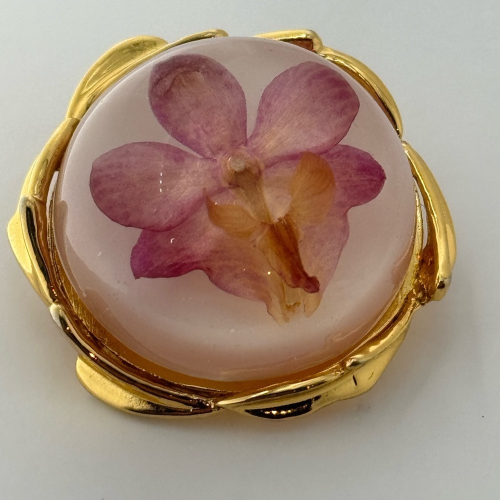 Vtg Orchid brooch Pendant